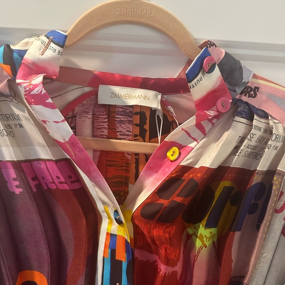 ZIMMERMANN Wavelength Pleated Silk Dress - Size 4 - Picture 6 of 6